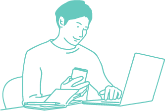 パソコンをしている男性のイラスト