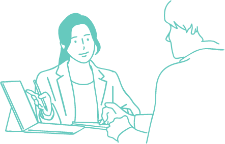 話をしている男女のイラスト